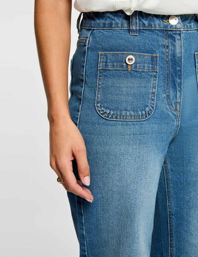 Jean large taille haute denim stone femme