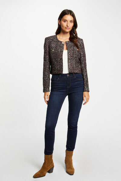 Veste droite avec col rond multico femme
