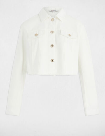 Veste courte en jean blanc femme