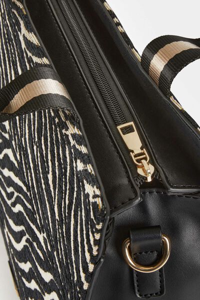 Sac cabas imprimé animalier noir femme