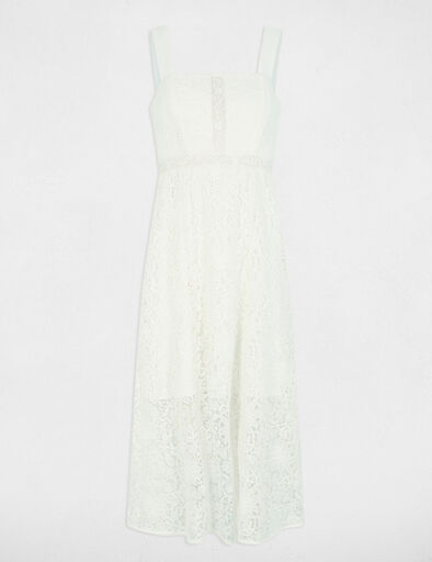Robe midi trapèze dentelle blanc femme