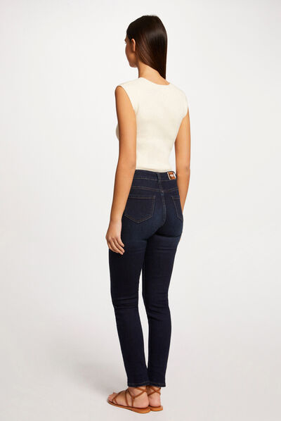 Pull manches courtes col détail bijou ecru moyen femme