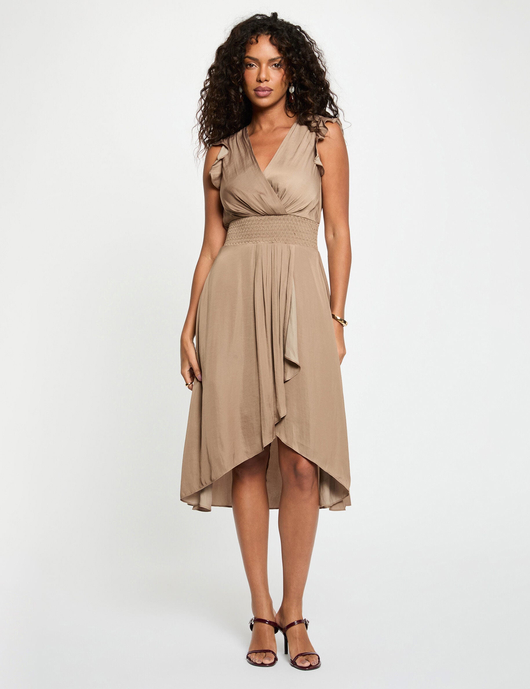 Robe droite fluide sans manches femme