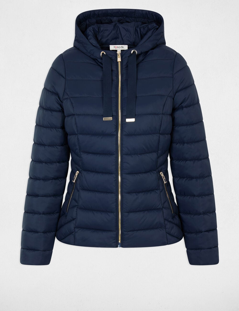 Doudoune &agrave; capuche bleu marine femme