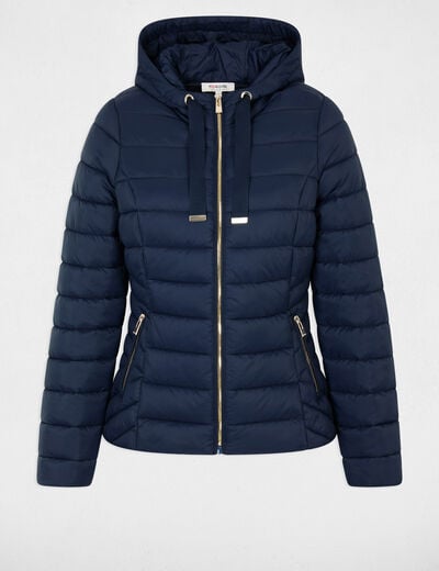 Doudoune &agrave; capuche bleu marine femme