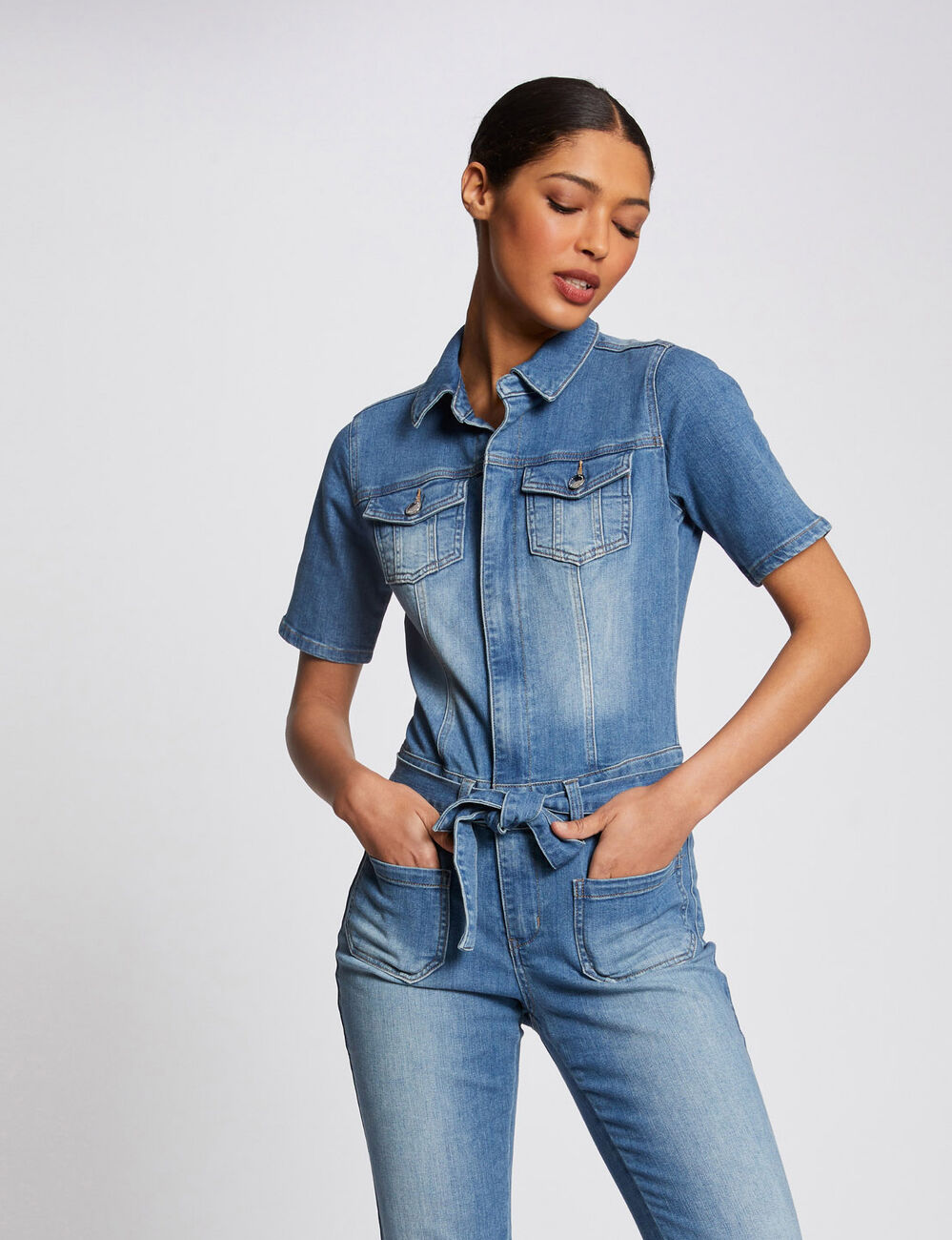 Combinaison droite en jean jean stone femme