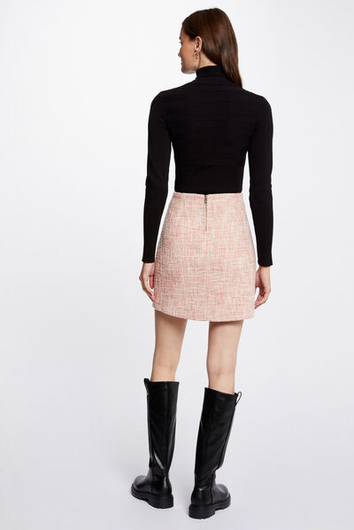 Jupe droite taille haute multico femme