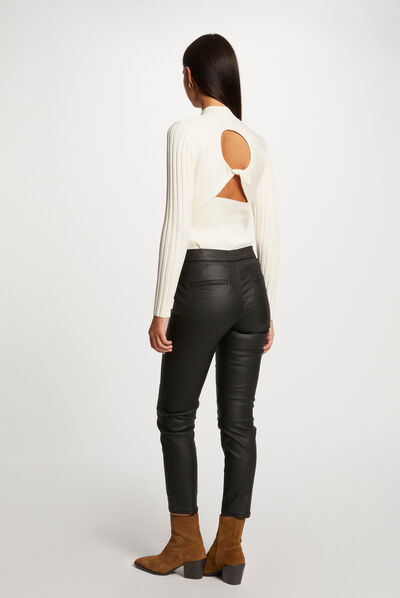 Pull manches longues avec dos ouvert ivoire femme