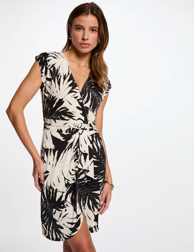 Robe courte ajustée imprimée multicolore femme