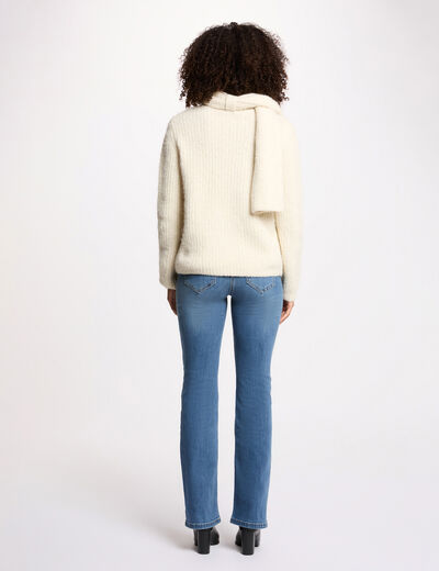 Pull col &eacute;charpe ivoire femme