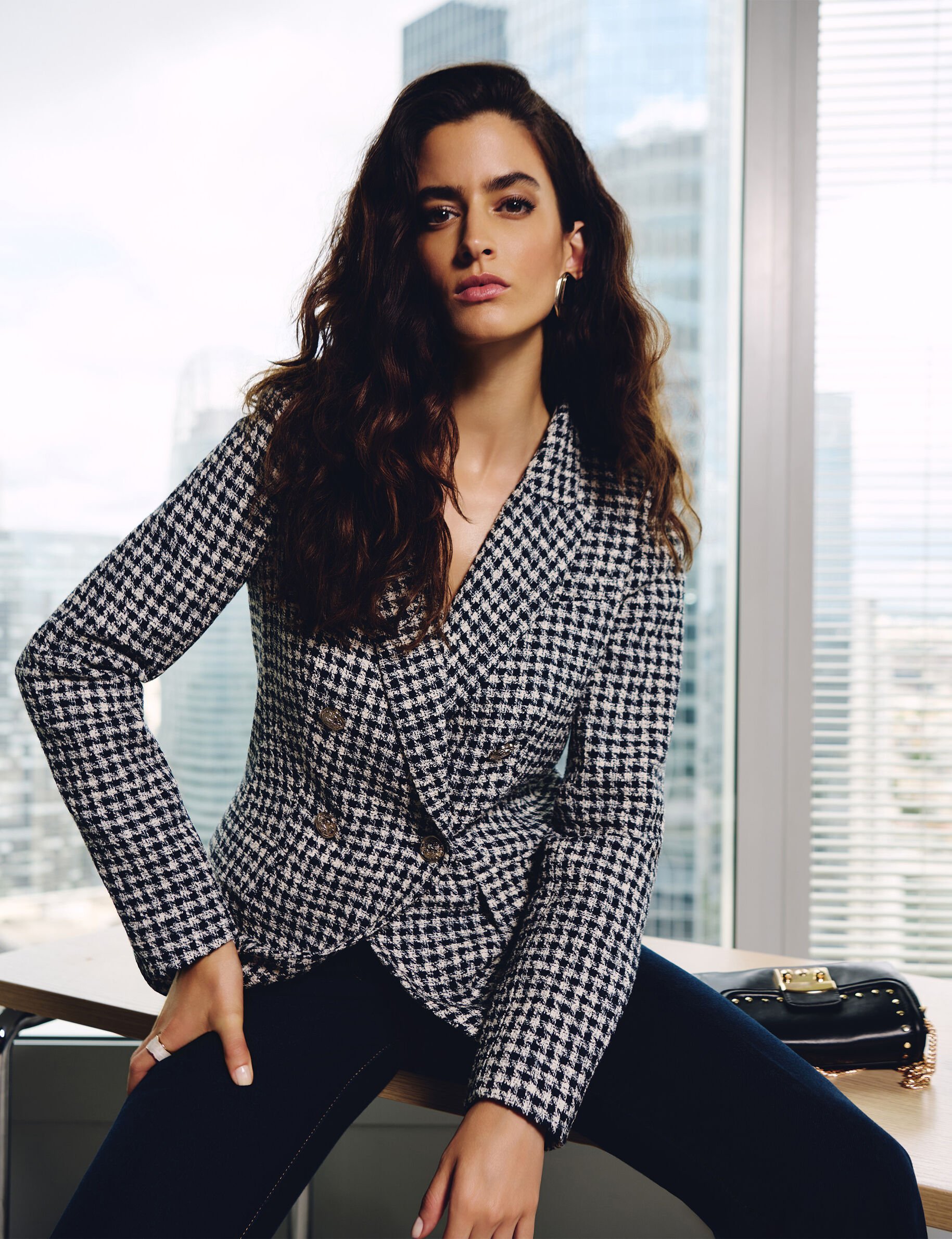 Blazer droit col tailleur femme