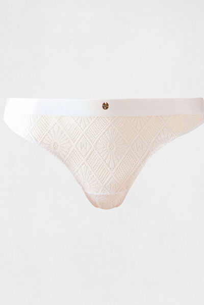 Tanga dentelle blanc femme
