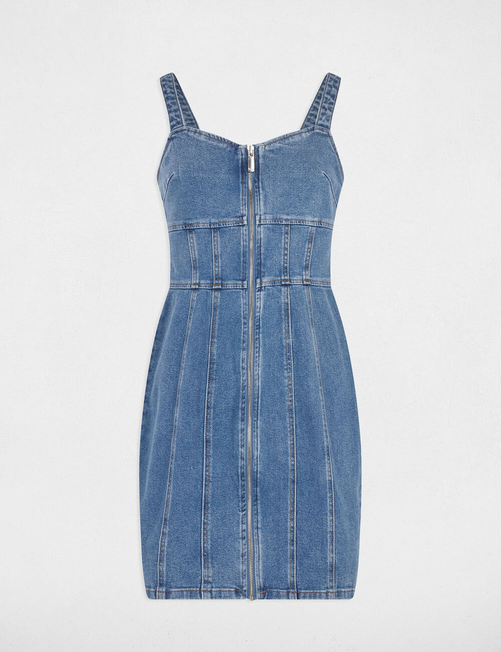 Robe courte ajustée en jean denim stone femme