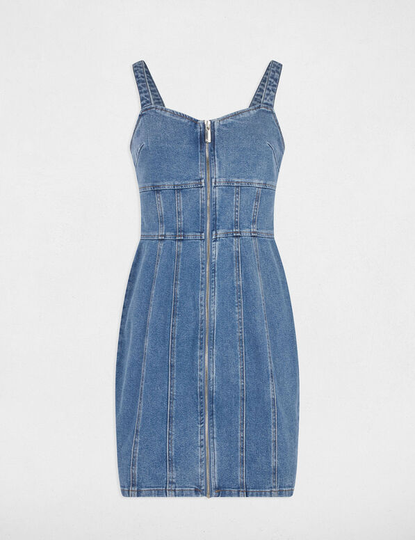 Robe courte ajustée en jean denim stone femme