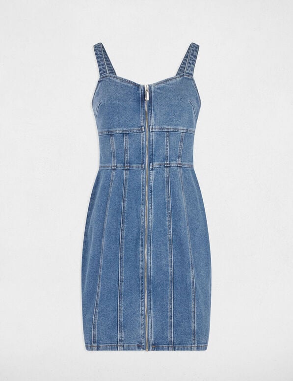 robe courte ajustee en jean denim stone femme Robe courte ajustée en jean denim stone femme