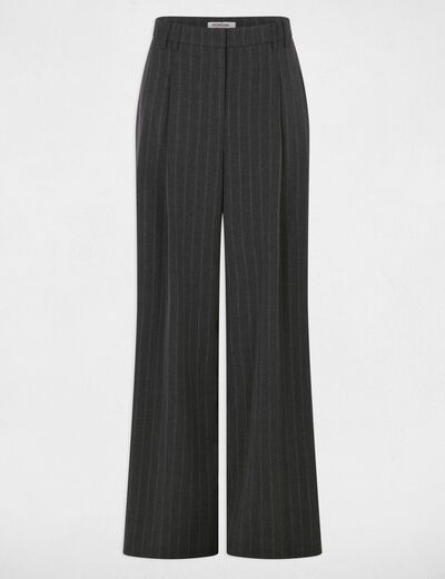 Pantalon large taille haute denim gris fonce femme