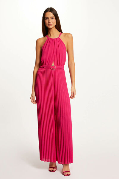 Combinaison large plissée rose fonce femme