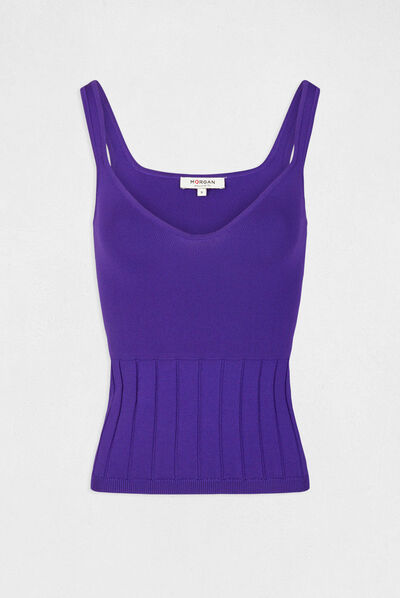 Débardeur pull à bretelles violet femme
