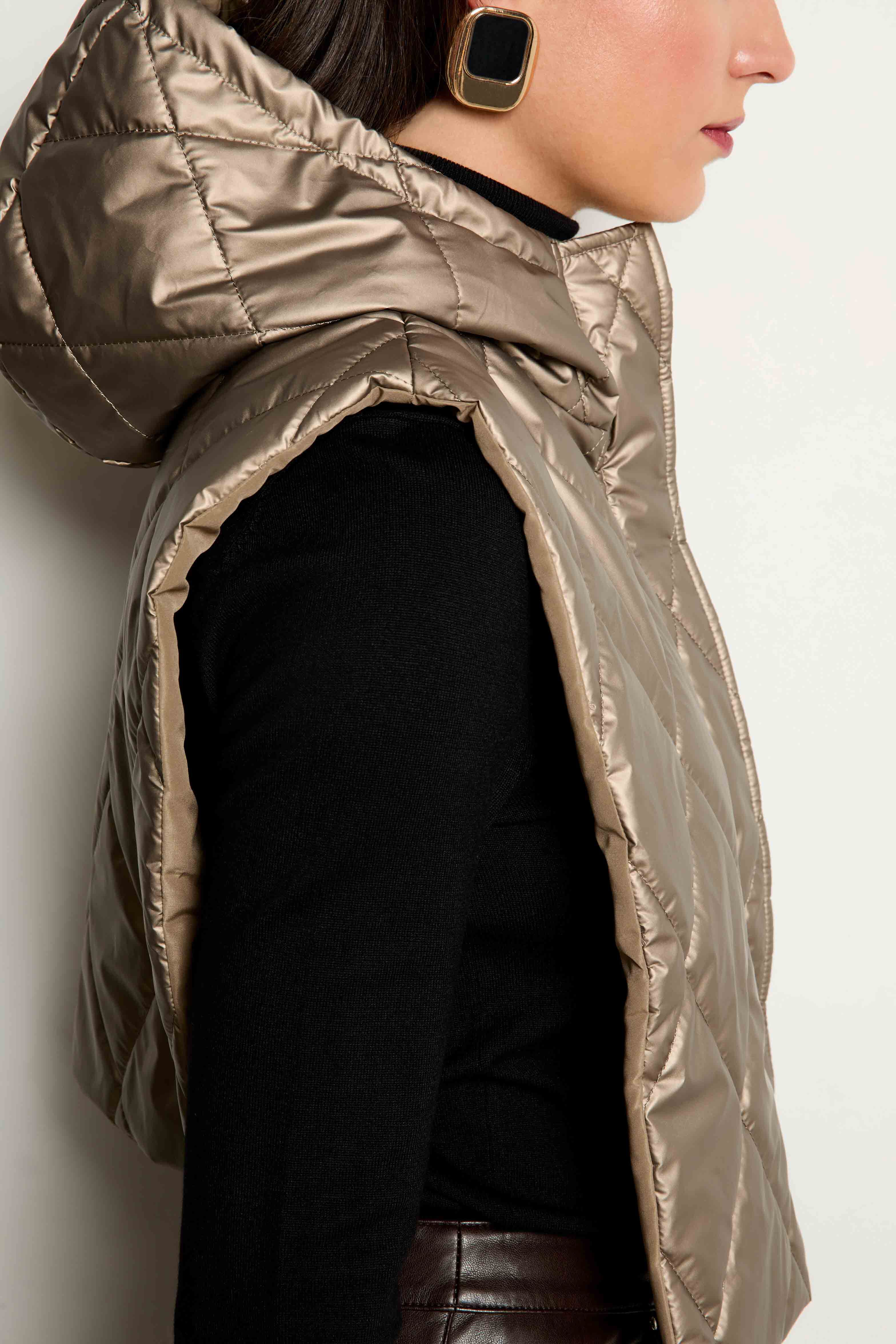 Poncho col matelassé couleur cuivre femme