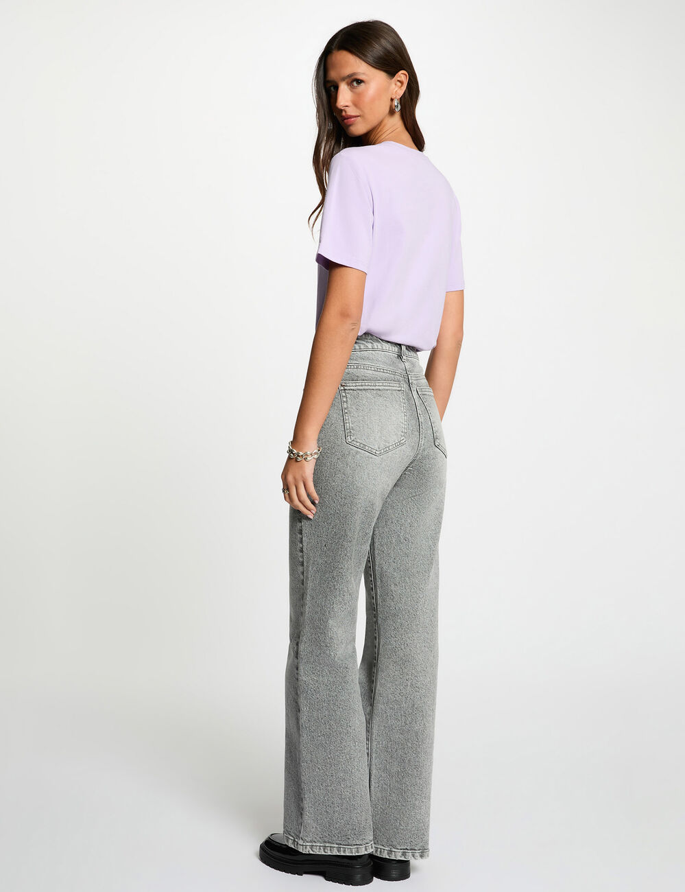 T-shirt strass manches courtes mauve femme