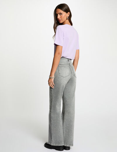 T-shirt strass manches courtes mauve femme