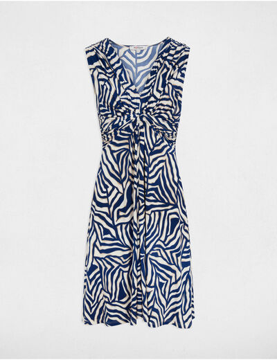 Robe courte ajustée imprimée multicolore femme