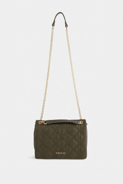 Sac pochette matelassé vert kaki femme