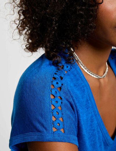 T-shirt manches courtes bleu electrique femme