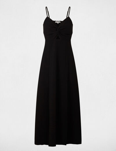 Robe longue col v noir femme