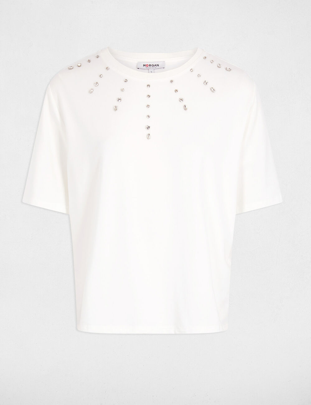 T-shirt droit manches courtes blanc femme