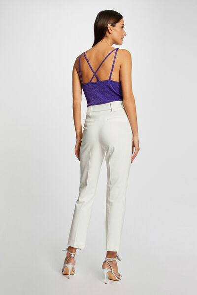 Débardeur pull bretelles fines violet fonce femme