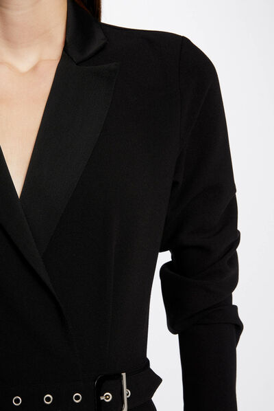 Combinaison droite ceinturée noir femme