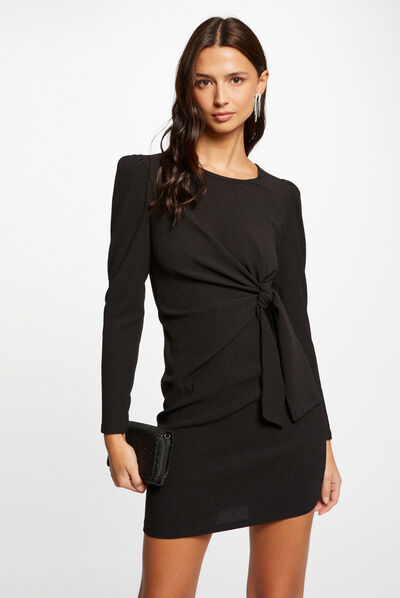 Robe ajustée avec noeud noir femme
