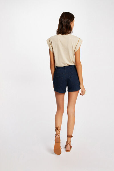 Short paperbag en jean jean brut femme