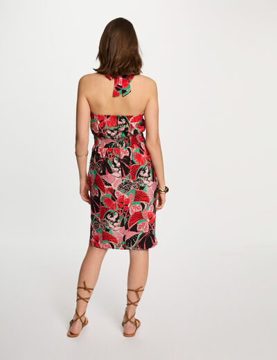 Robe ajustée imprimée multicolore femme