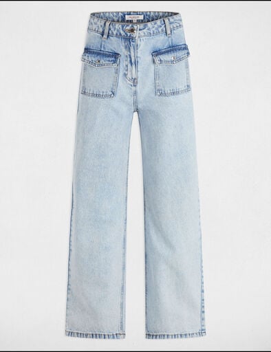 jeans large taille haute denim bleach femme Jeans large taille haute denim bleach femme