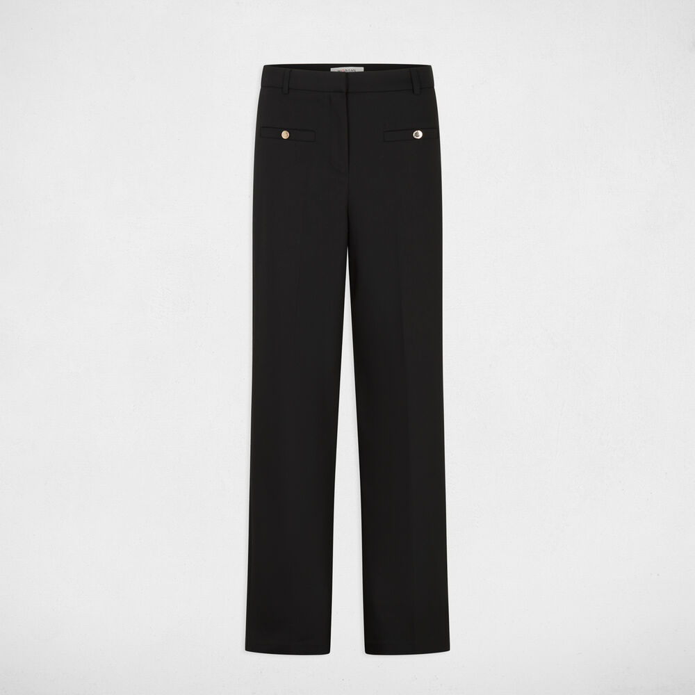 Pantalon large taille haute noir femme