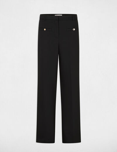 Pantalon large taille haute noir femme