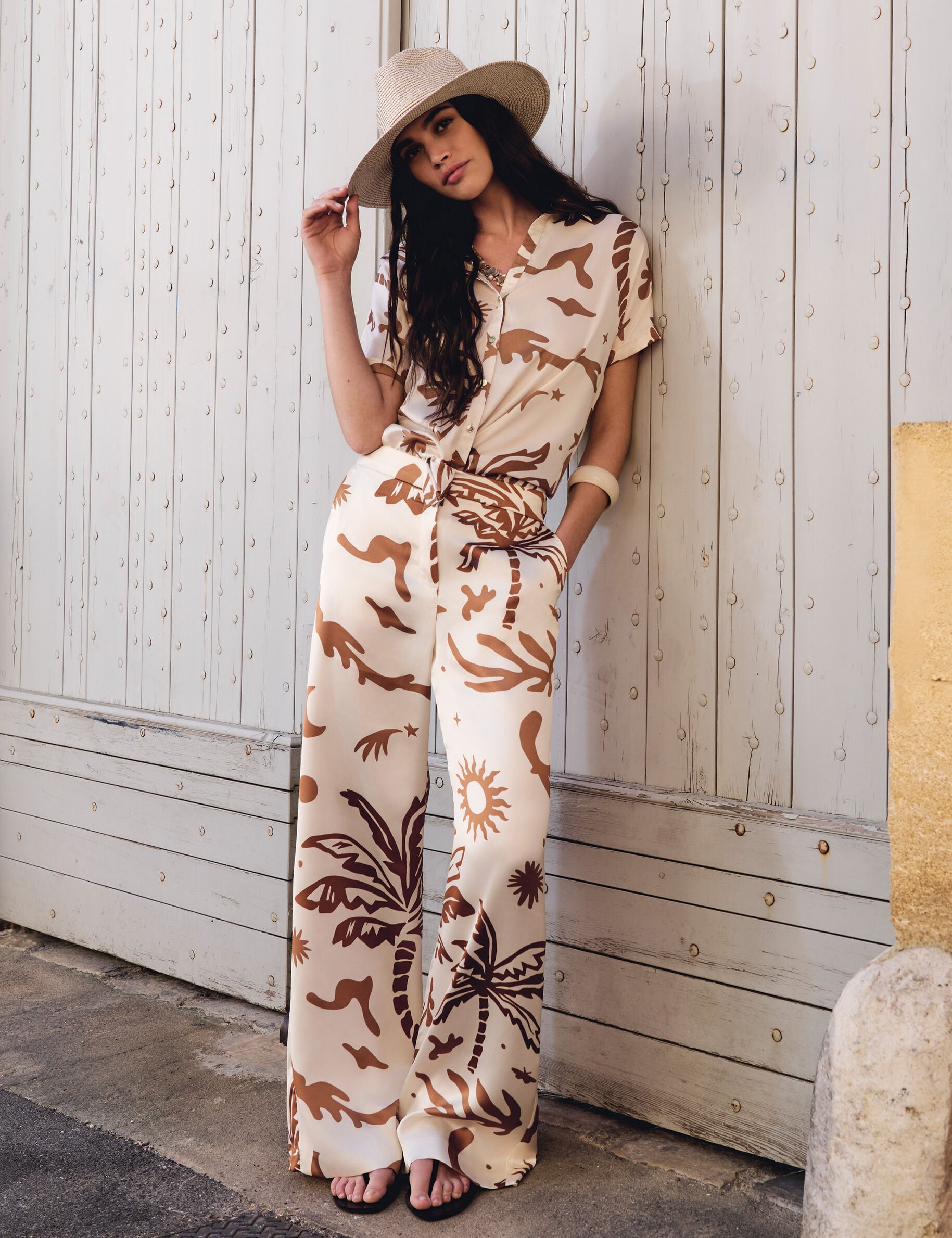 Pantalon large satiné femme
