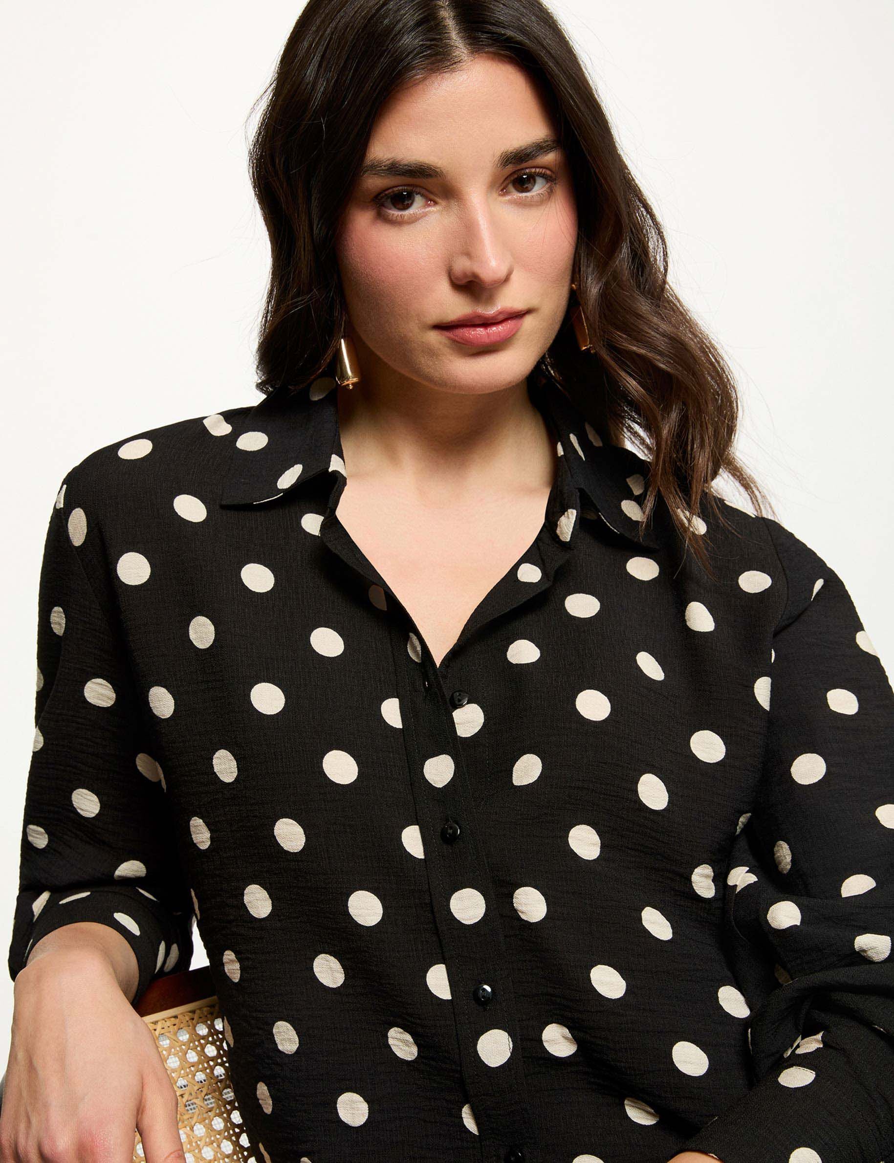 Chemise cropped à pois femme - vue 1