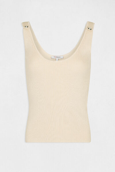Débardeur pull bretelles larges beige femme