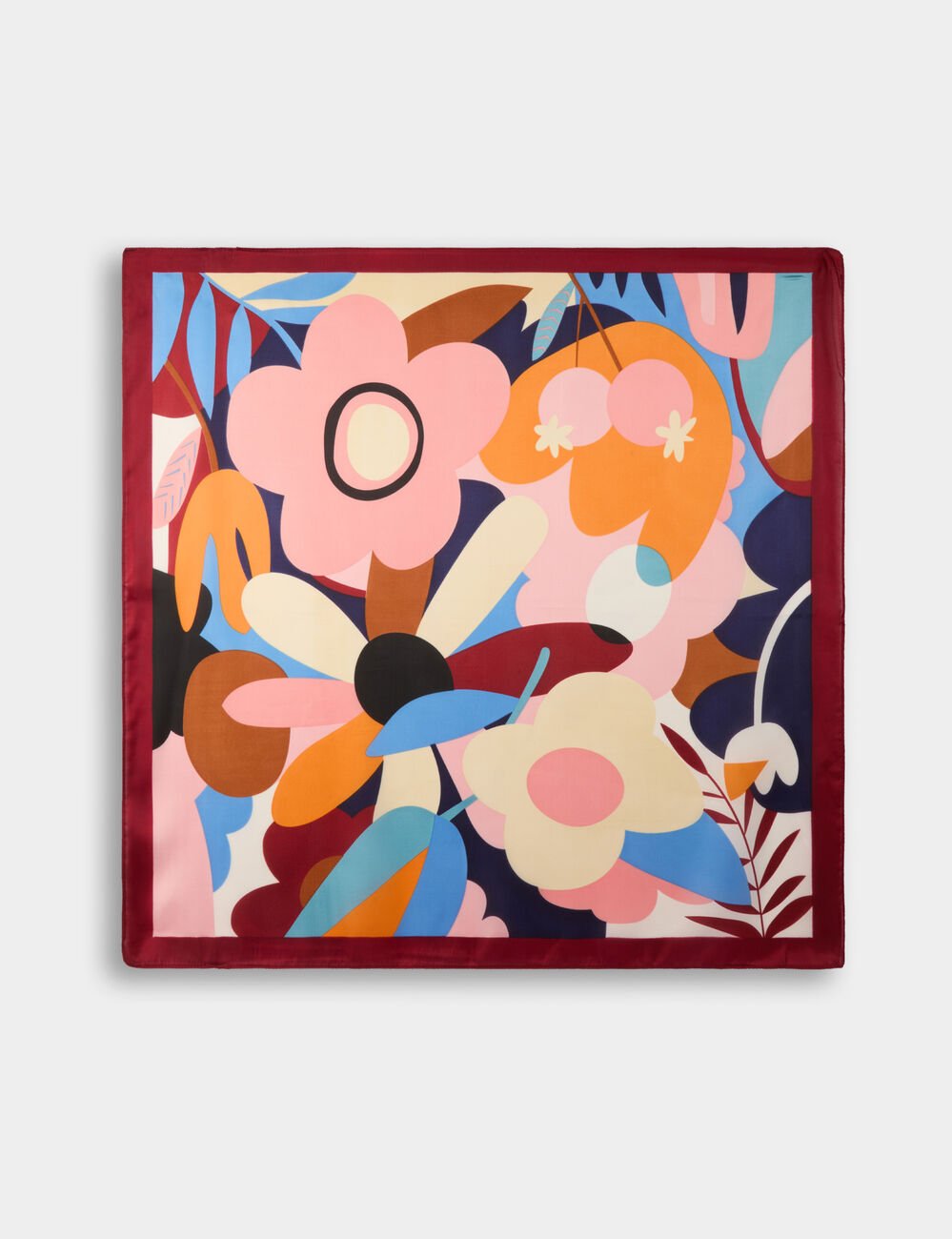 Foulard satin&eacute; imprim&eacute; multicolore femme