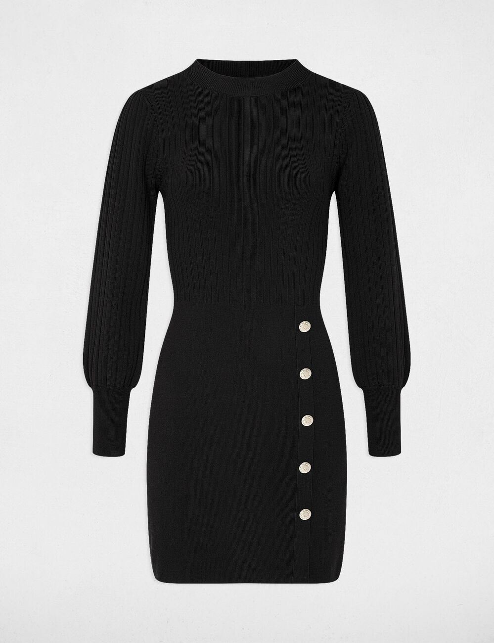 Robe pull ajustée avec boutons noir femme