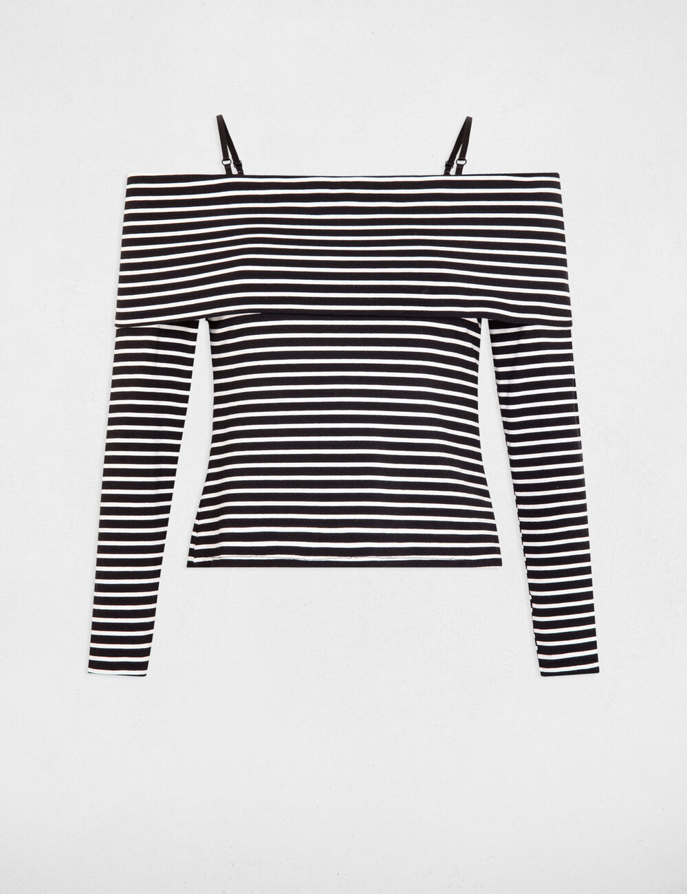 T-shirt manches longues rayé ivoire femme