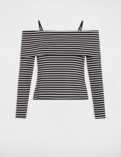 t shirt manches longues raye ivoire femme T-shirt manches longues rayé ivoire femme