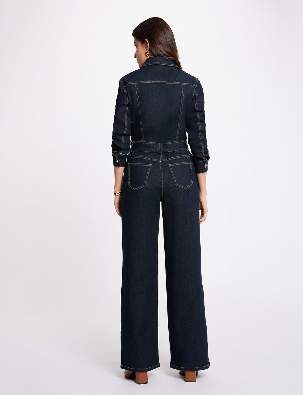 Combinaison jean large denim brut femme