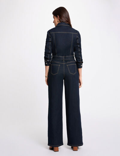 Combinaison jean large denim brut femme