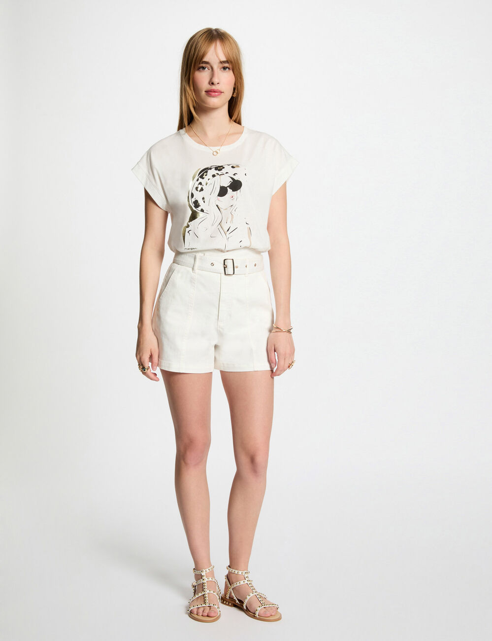 T-shirt à inscription blanc femme