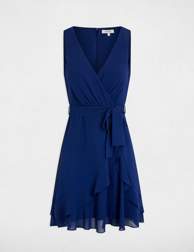 Robe courte portefeuille bleu marine femme