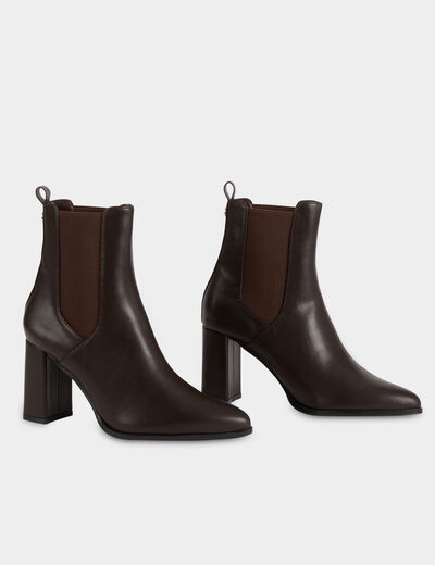 Botte similicuir marron fonc&eacute; femme